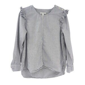 Free Assembly Blue White Striped Sleeve Long Ruffle Sleeve Top Size Medium